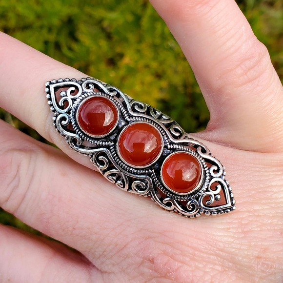 New Huge Unique Carnelian 925 Silver Statement Ring. - Picture 11 of 11